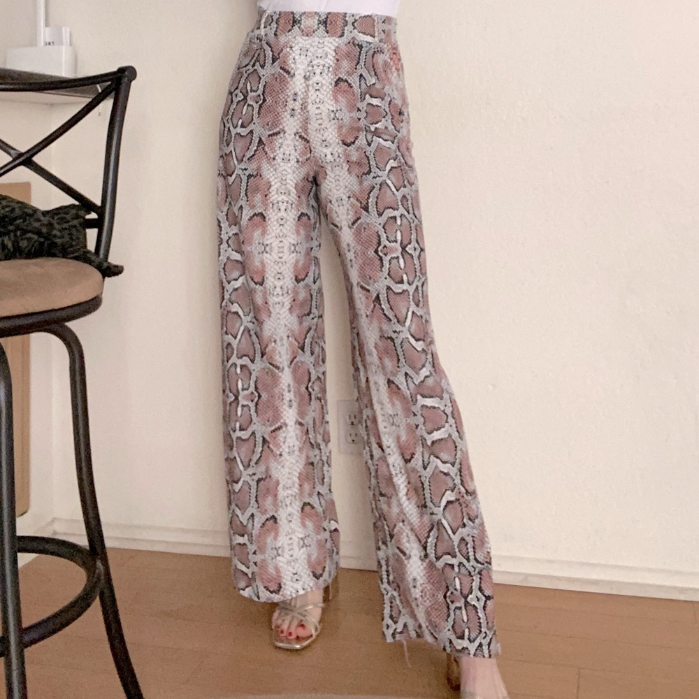 Pretty little thing wide leg snake skin pants